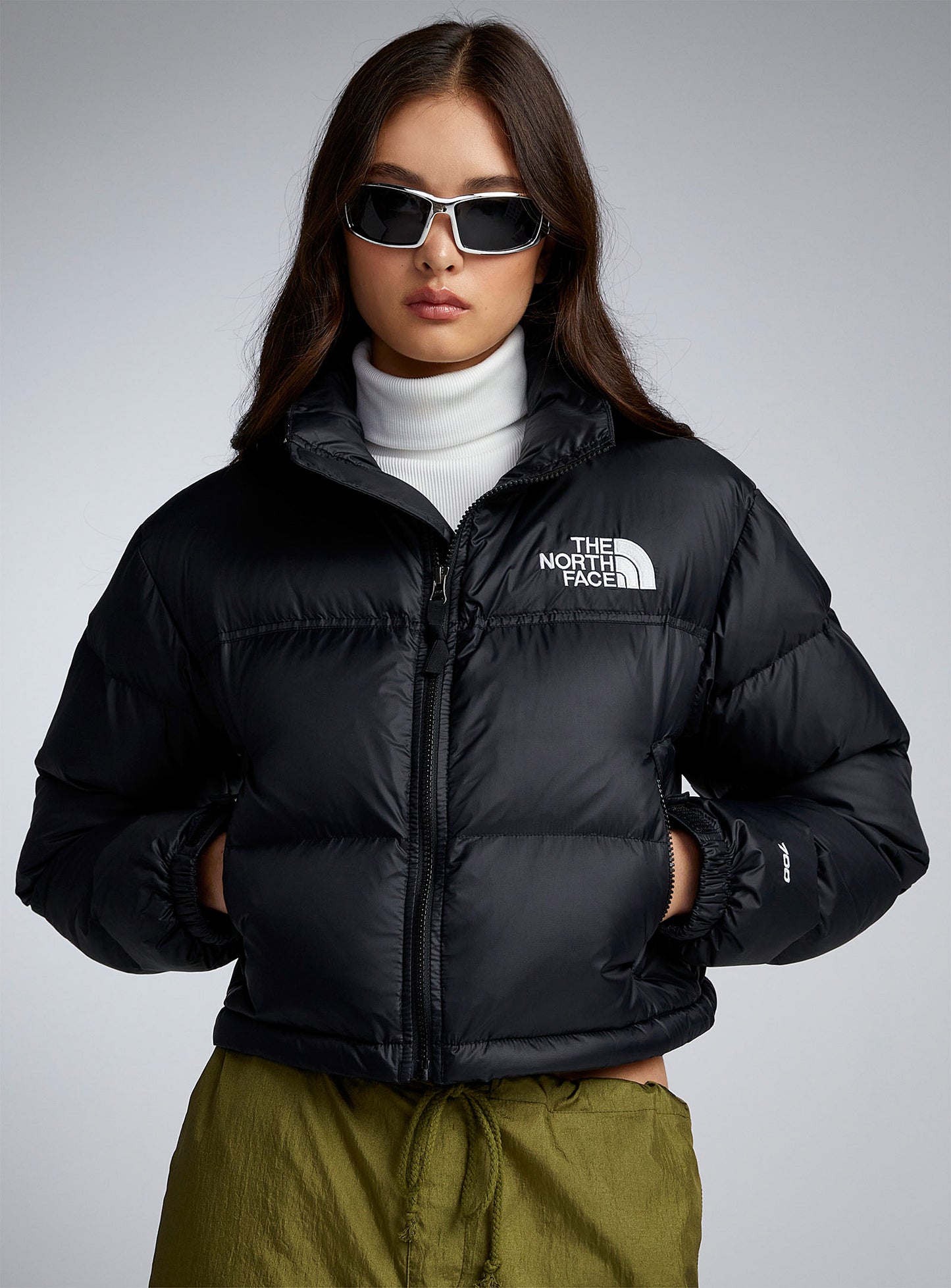 The North Face Nuptse Cropped Jacket in Red