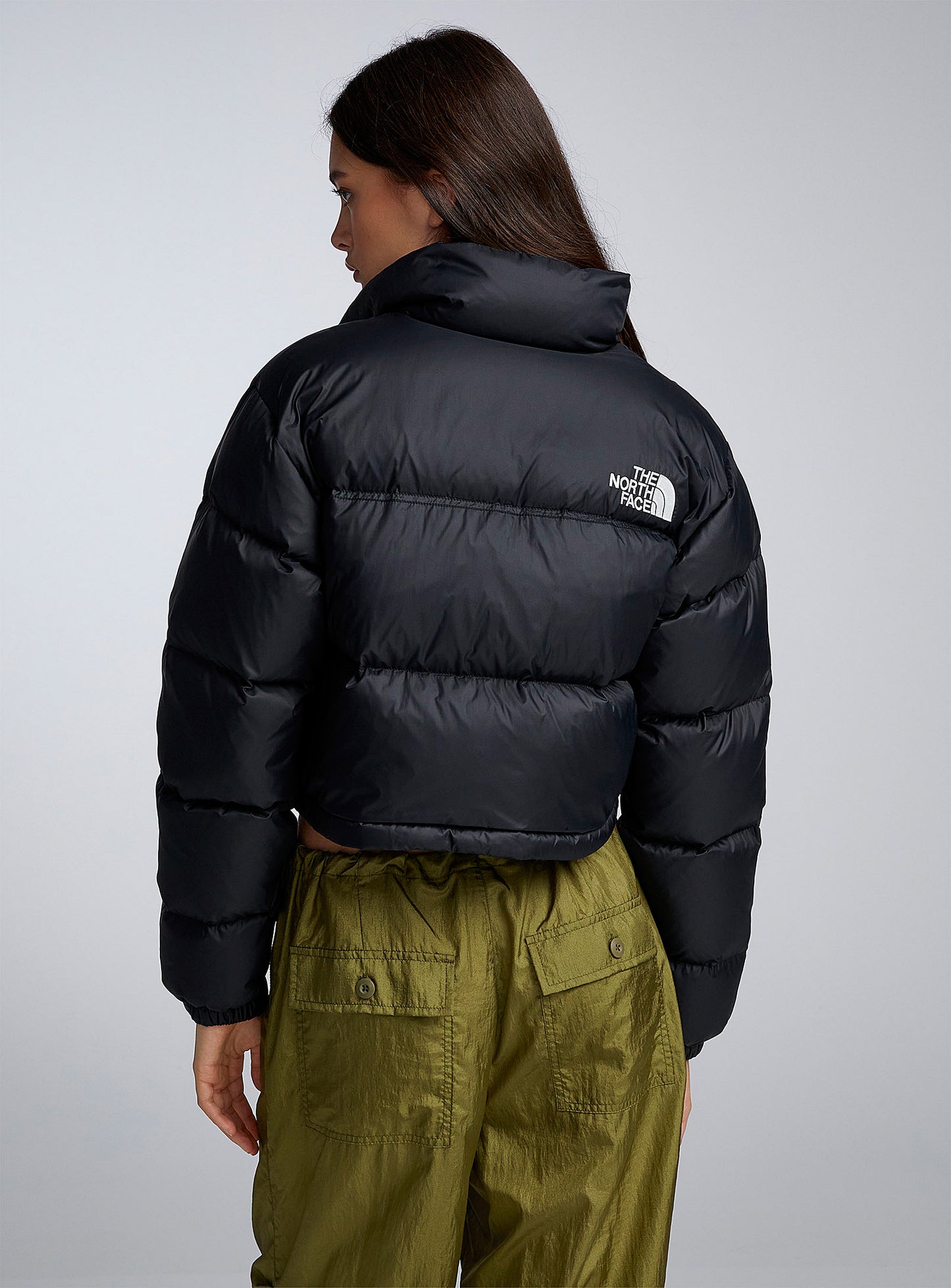 The North Face Nuptse Cropped Jacket in Red