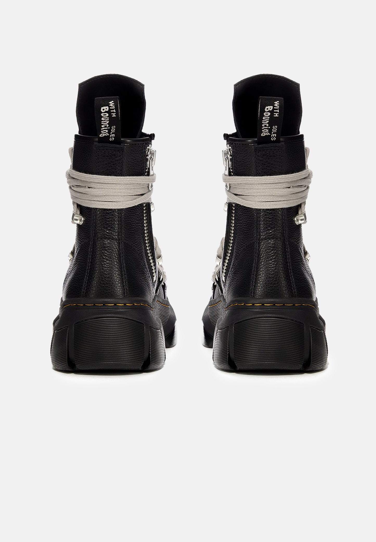 RICK OWENS 1460 DMXL MEGALACE BOOT IN BLACK COW LEATHER X DR. MARTENS