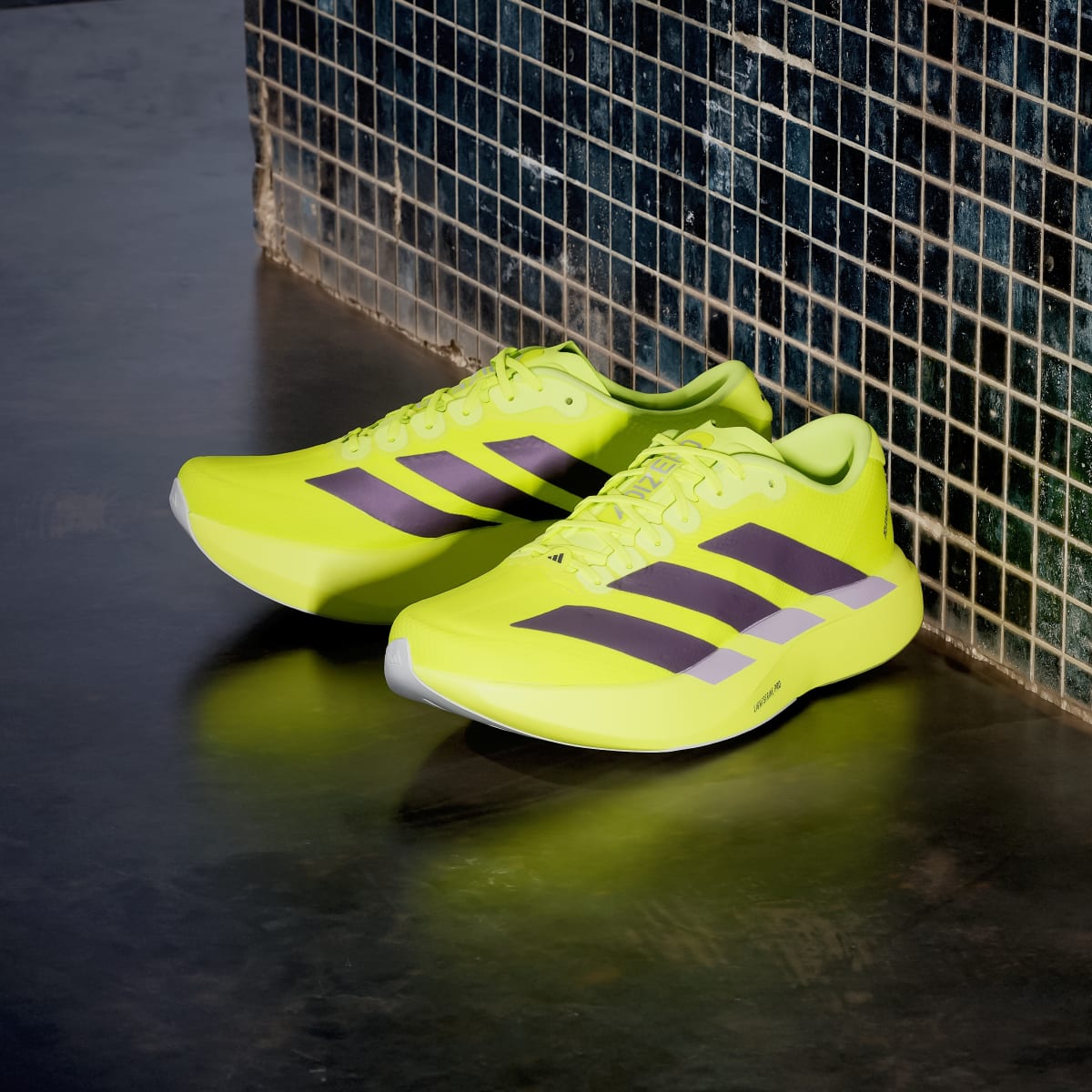 Adidas Adizero EVO SL Woven Sneakers - Solar Yellow / Aurora Plum / Powder Plum - view 5