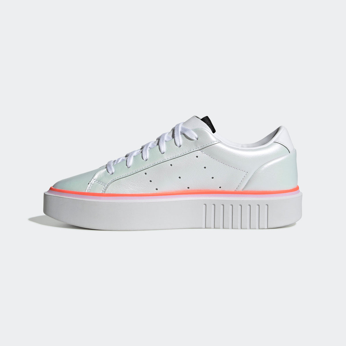 Adidas Sleek Super Sneakers - Crystal White / Core Black / Clear Purple / Signal Coral - view 8