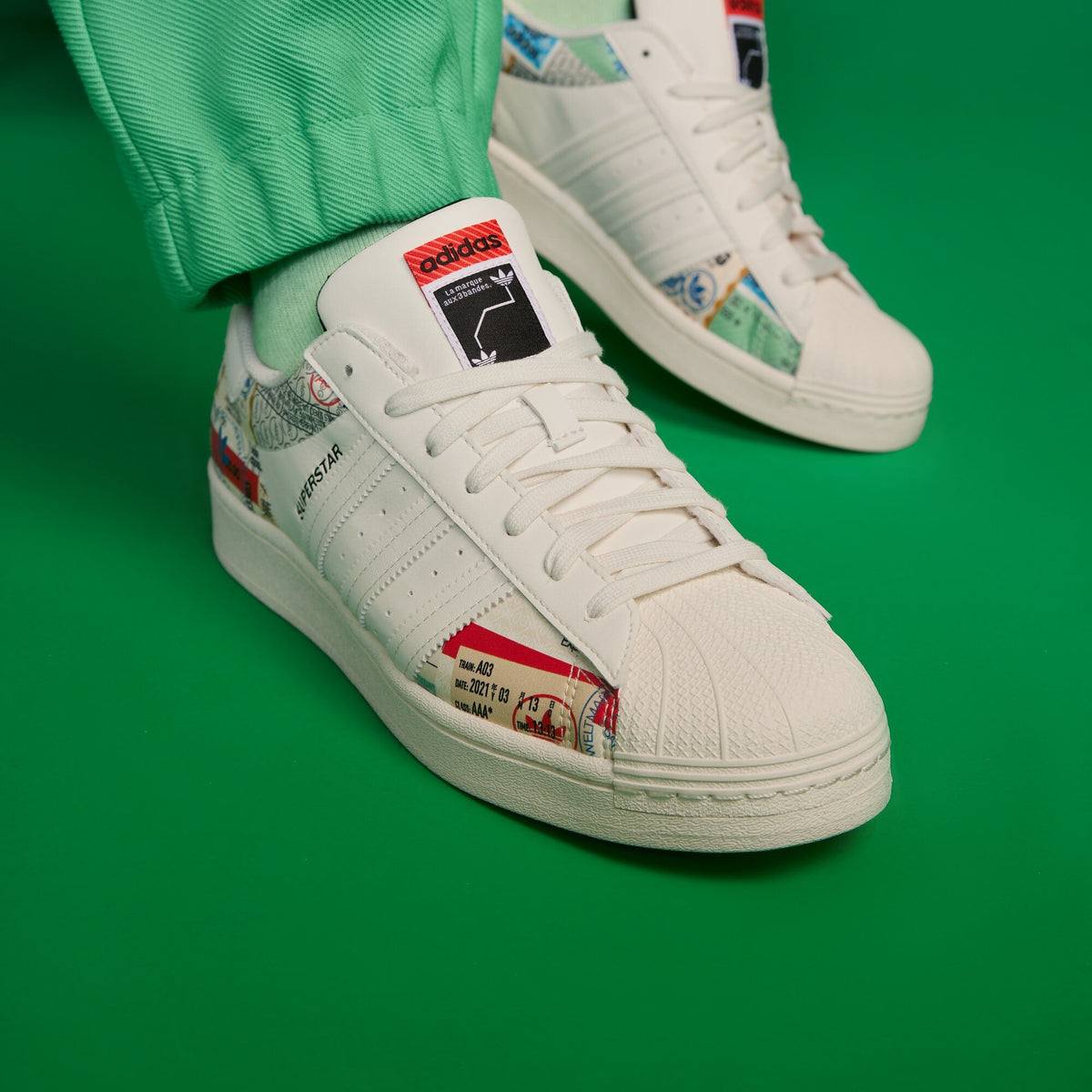 Adidas Superstar Sneakers - White / Beige / Red - view 2
