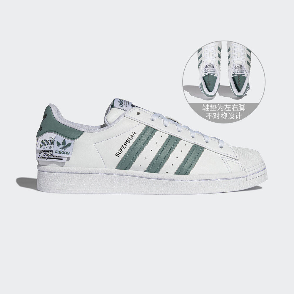 Adidas Superstar Sneakers - White / Sage - view 1
