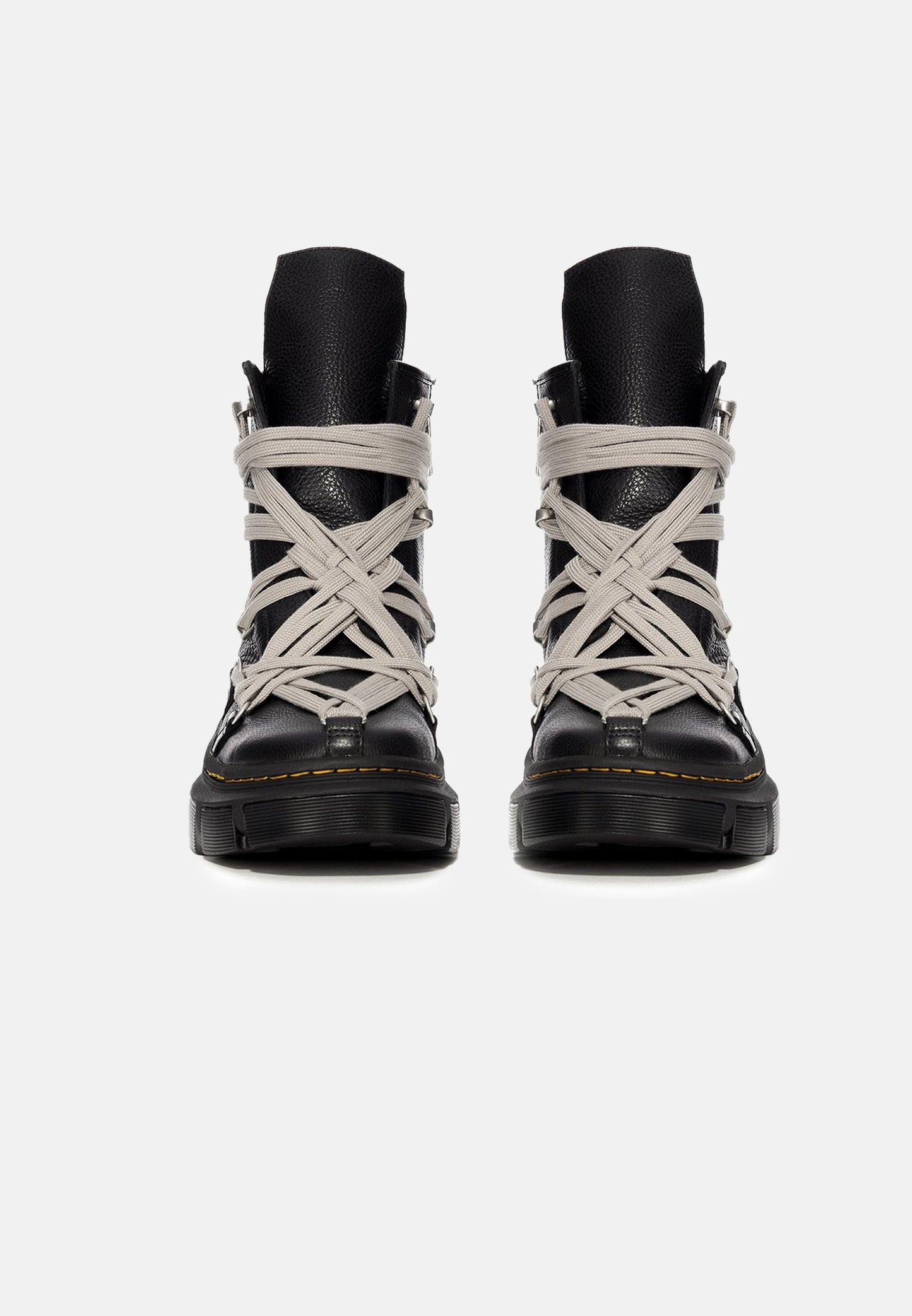 RICK OWENS 1460 DMXL MEGALACE BOOT IN BLACK COW LEATHER X DR. MARTENS