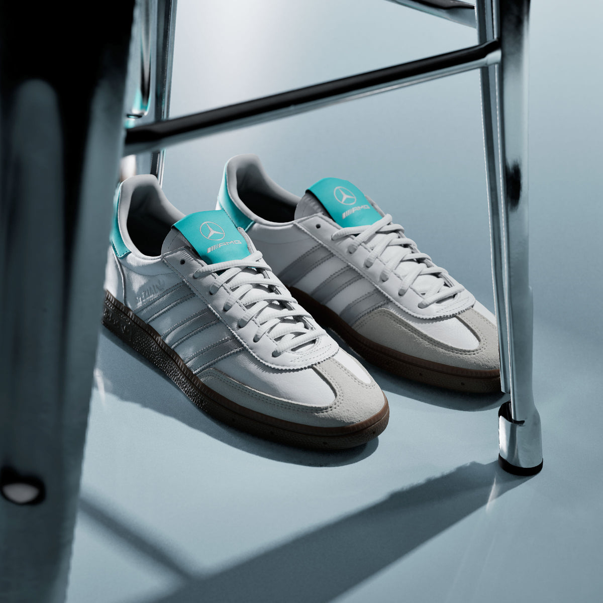 Adidas Handball Spezial MER Sneakers - White / Silver Metallic / Resin Yellow - view 8