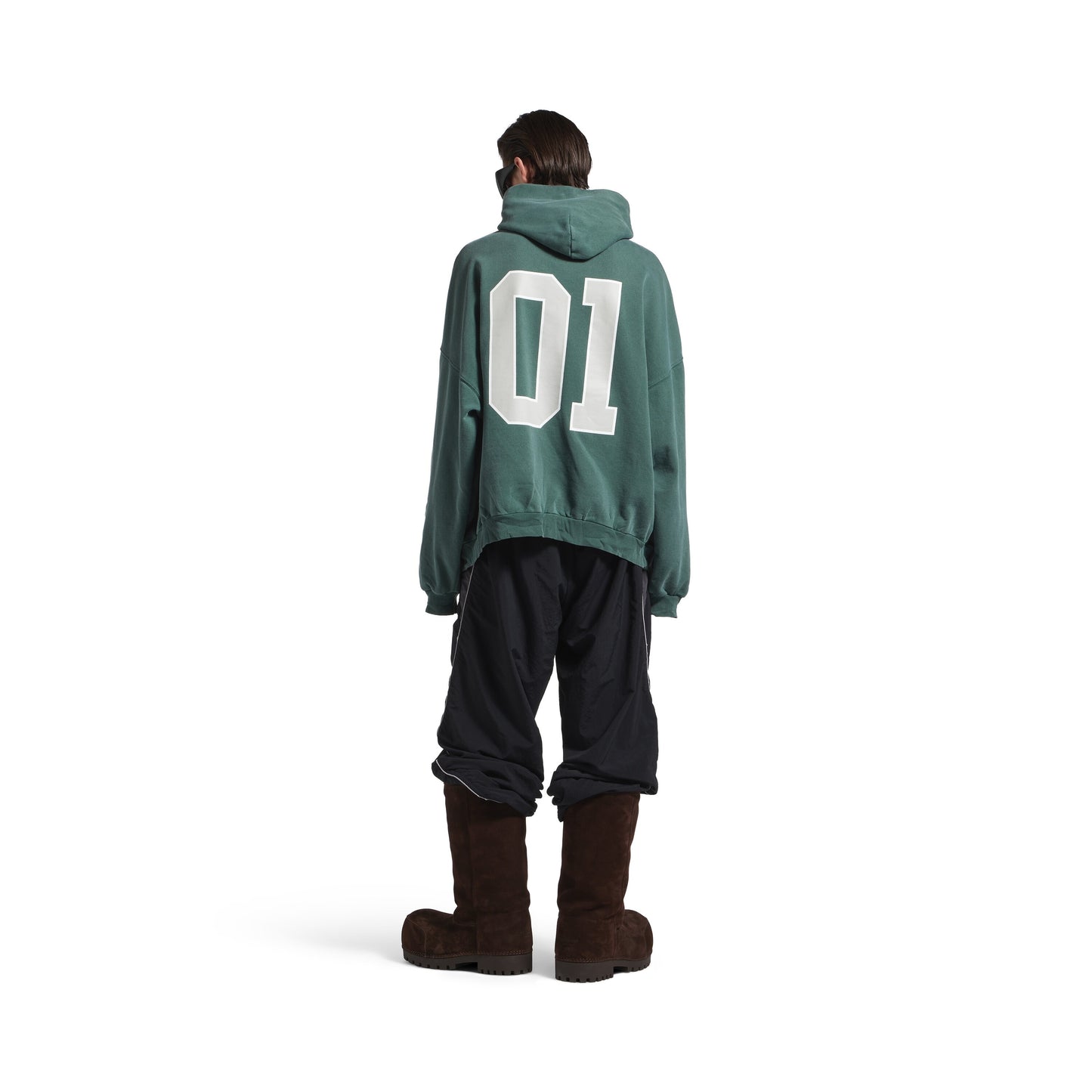 Hoodie Basketball Fit Large pour Homme en Vert Foncé/vert Clair