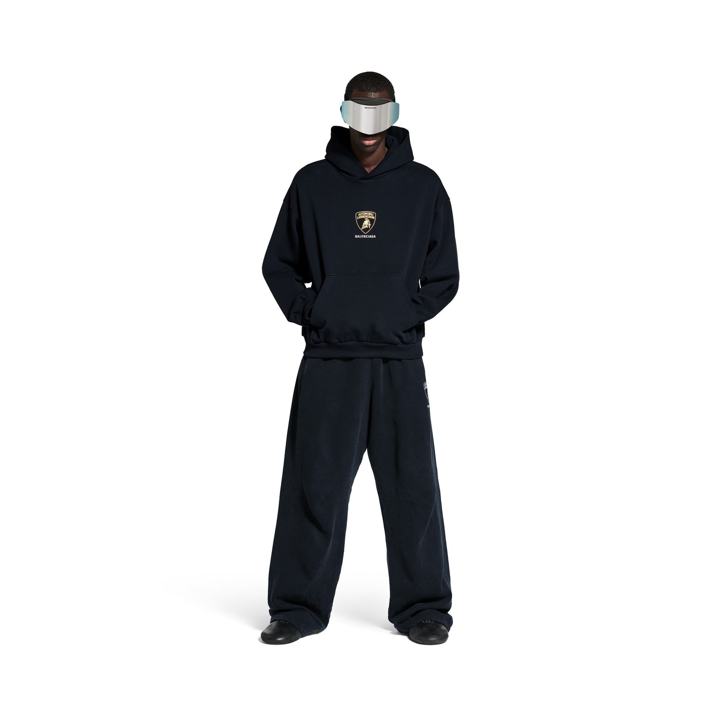 Hoodie Balenciaga I Automobili Lamborghini Fit Medium pour Homme en Noir Délavé