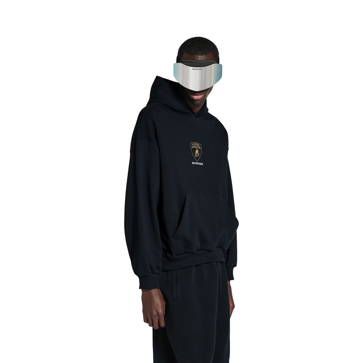 Hoodie Balenciaga I Automobili Lamborghini Fit Medium pour Homme en Noir Délavé