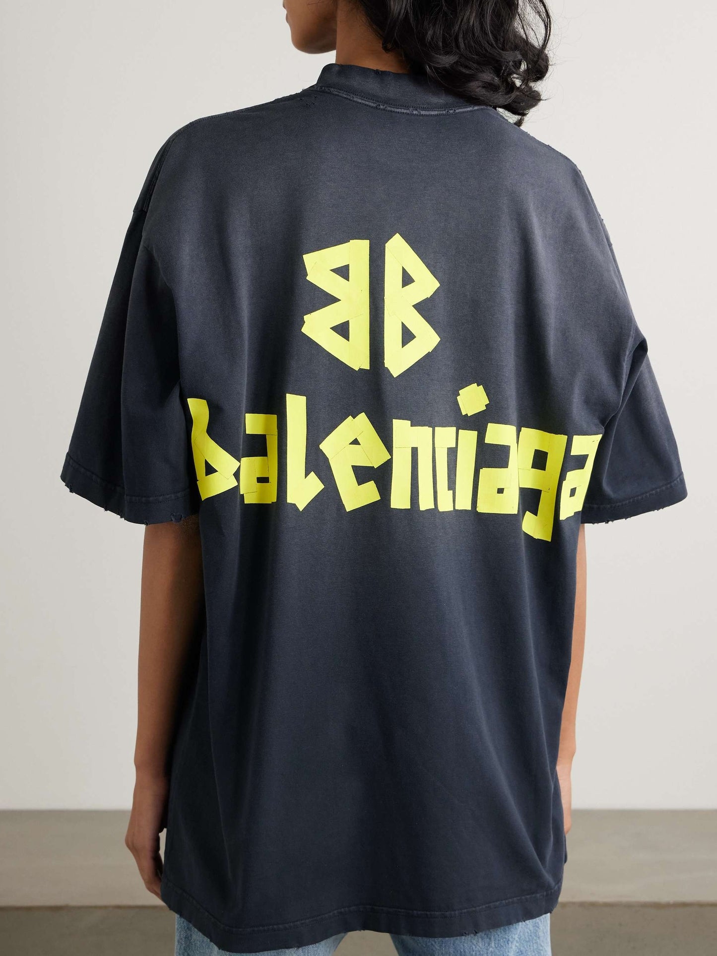 T-shirt oversize en jersey de coton imprimé effet vieilli balenciaga