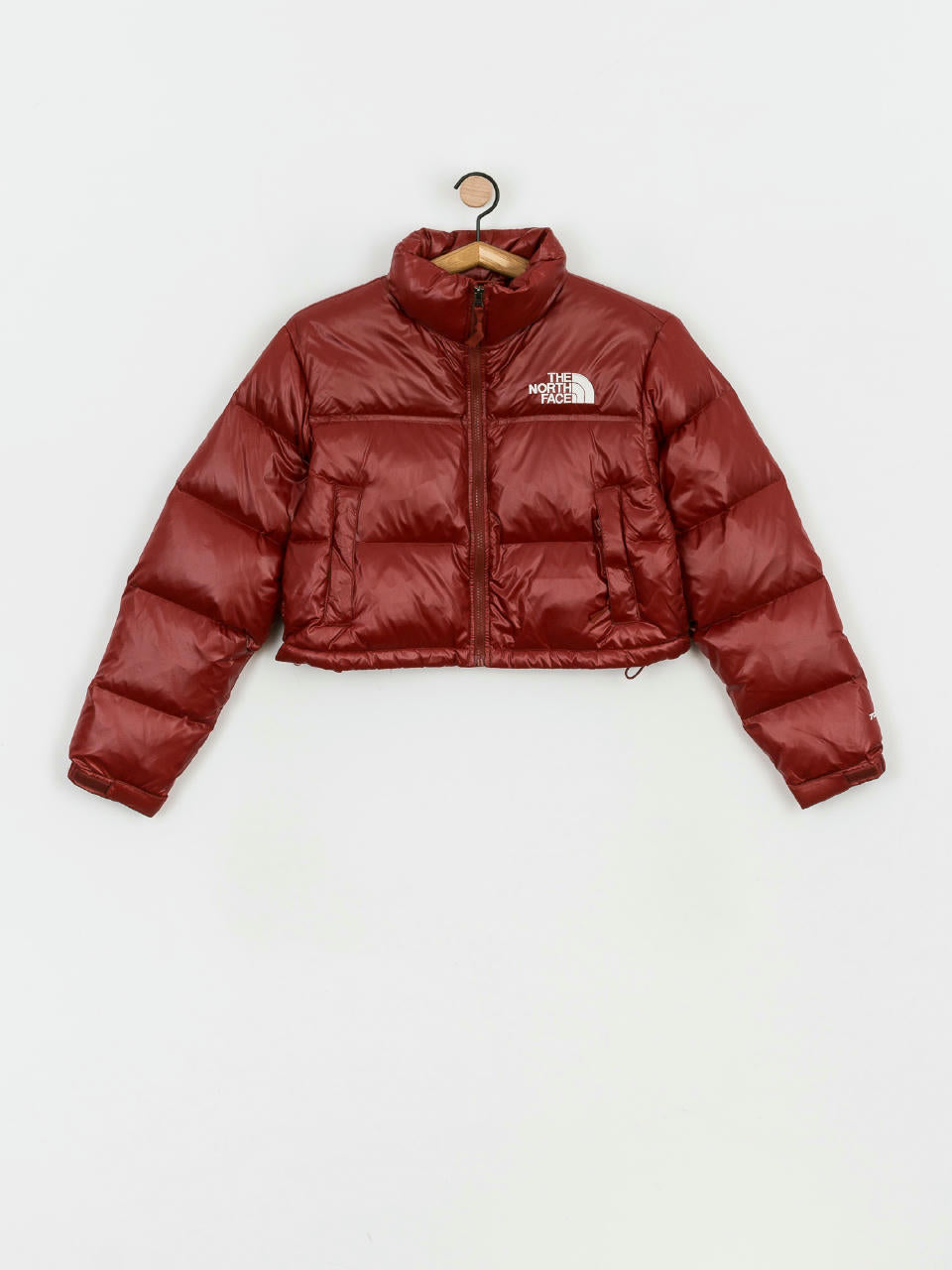 The North Face Nuptse Cropped Jacket in Red