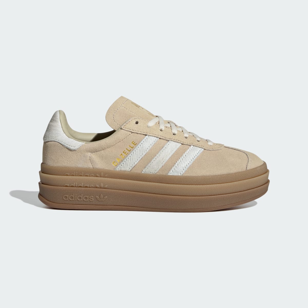 Adidas Gazelle BOLD Sneakers - Stone Khaki / Cream White / Gold Metallic - view 1