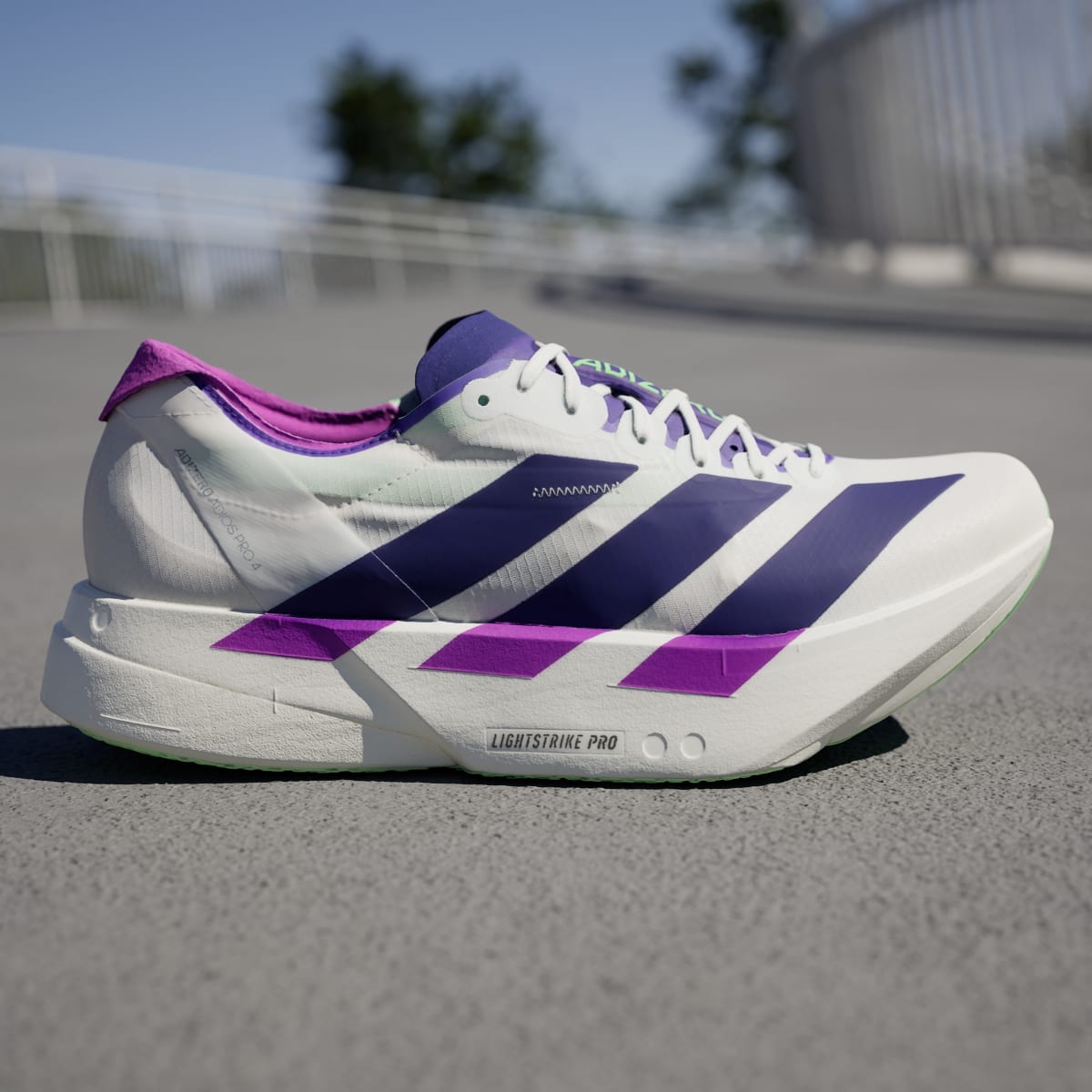 Adidas Adizero Adios Pro 4 Sneakers - Core White / Collegiate Purple / Lime Burst - view 3