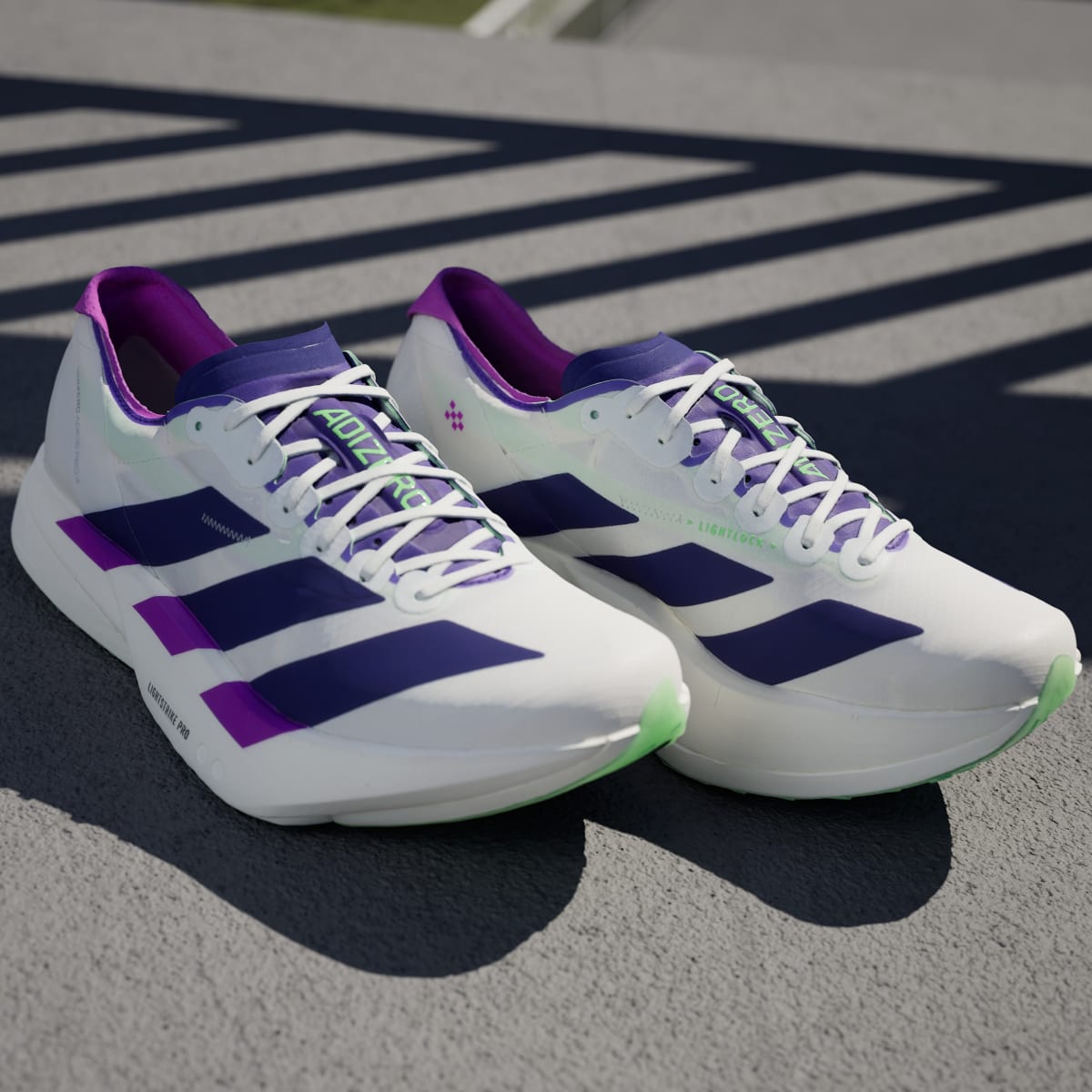 Adidas Adizero Adios Pro 4 Sneakers - Core White / Collegiate Purple / Lime Burst - view 5