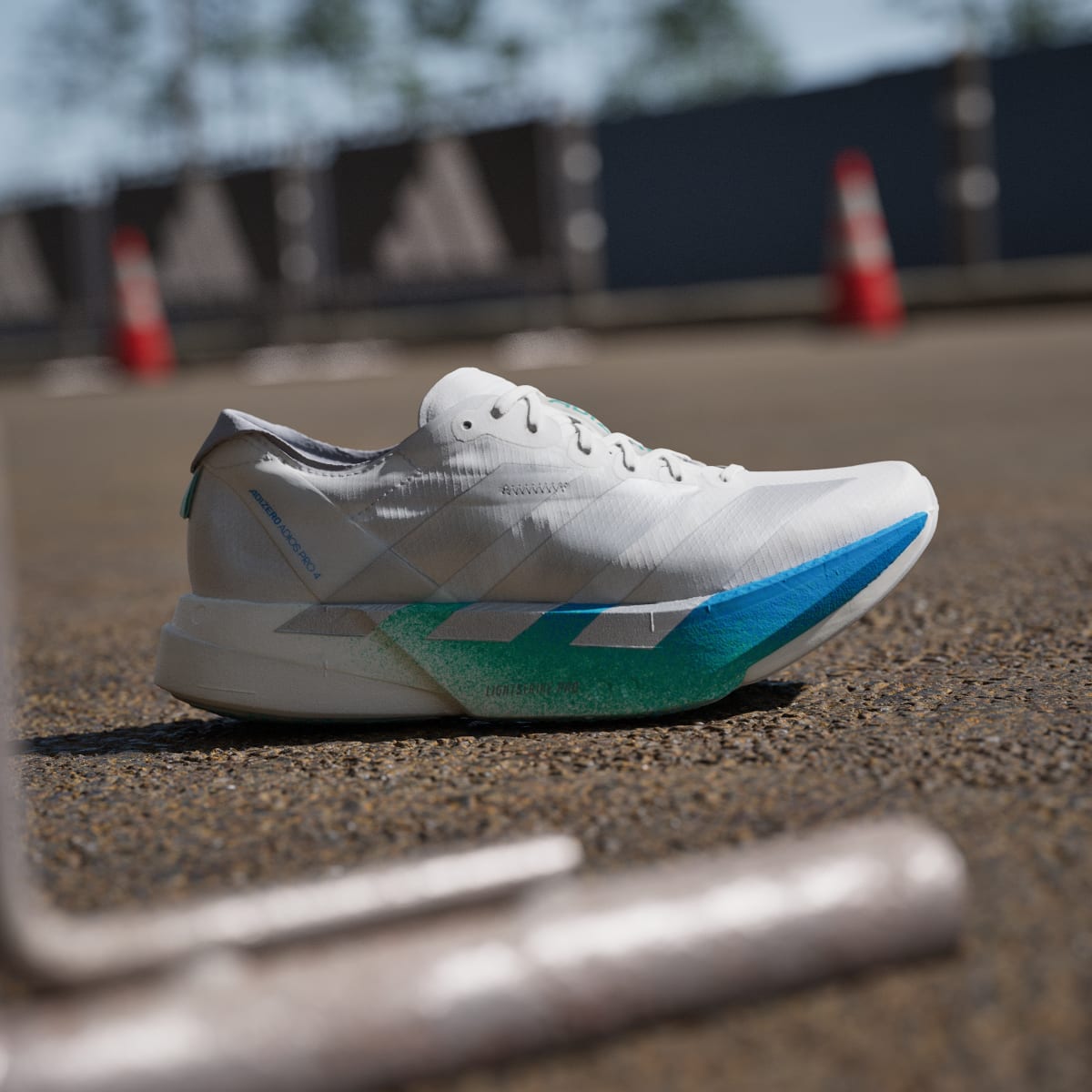 Adidas Adizero Adios Pro 4 Sneakers - Crystal White / Matte Silver / Glory Green - view 3
