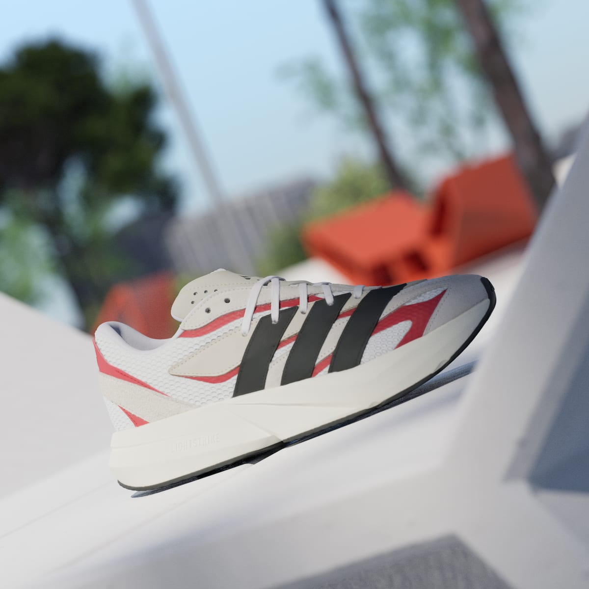 Adidas Lightblaze Sneakers - Off White / Core Black / Better Scarlet - view 3