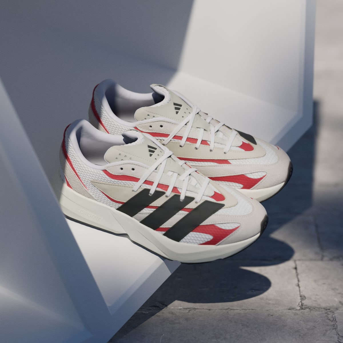Adidas Lightblaze Sneakers - Off White / Core Black / Better Scarlet - view 5