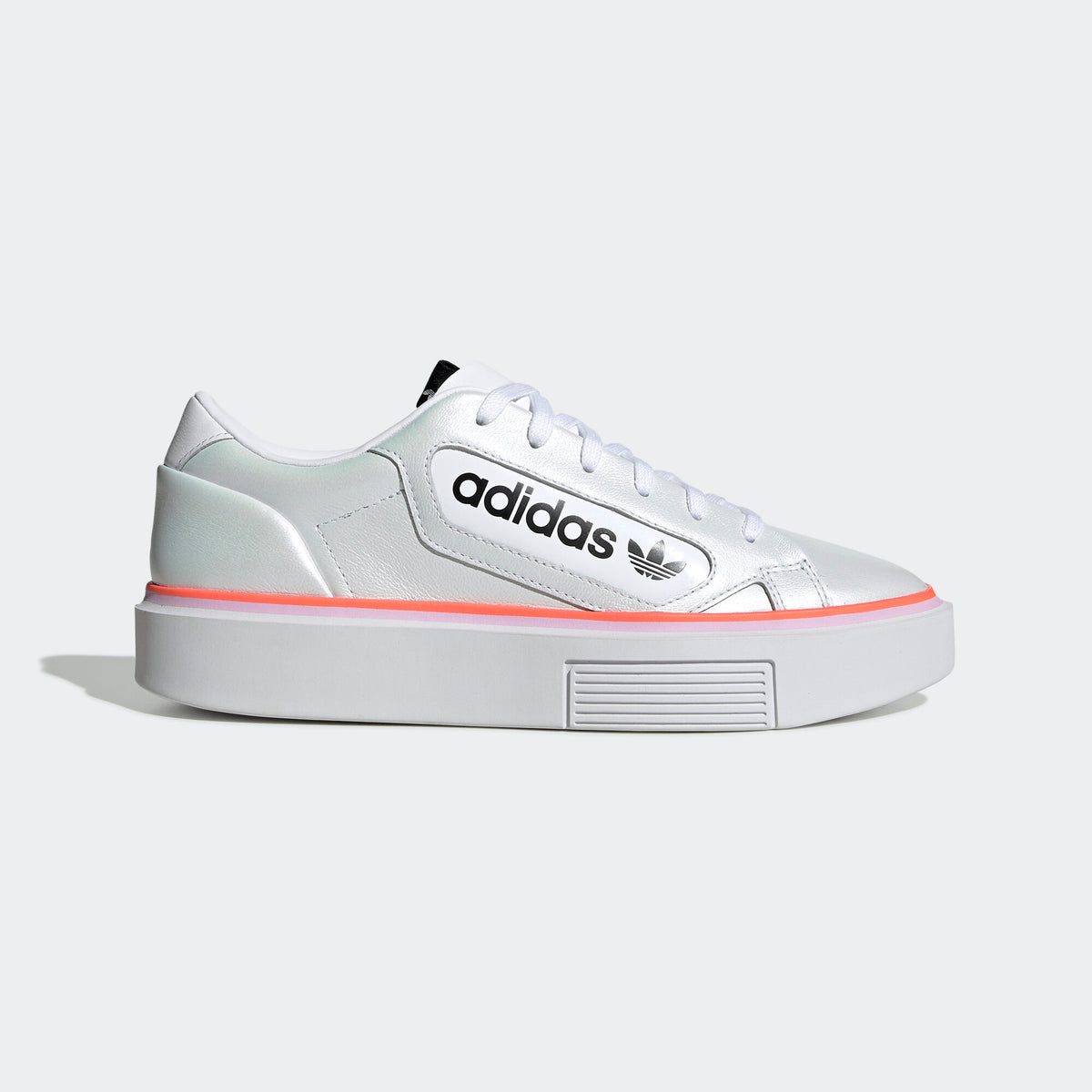 Adidas Sleek Super Sneakers - Crystal White / Core Black / Clear Purple / Signal Coral - view 1