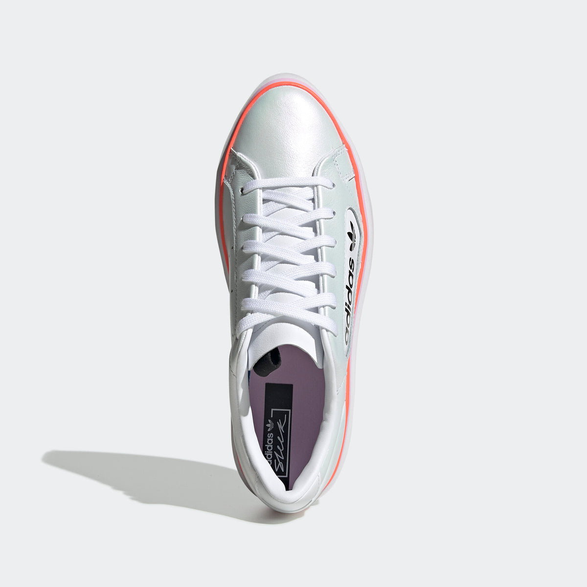 Adidas Sleek Super Sneakers - Crystal White / Core Black / Clear Purple / Signal Coral - view 3
