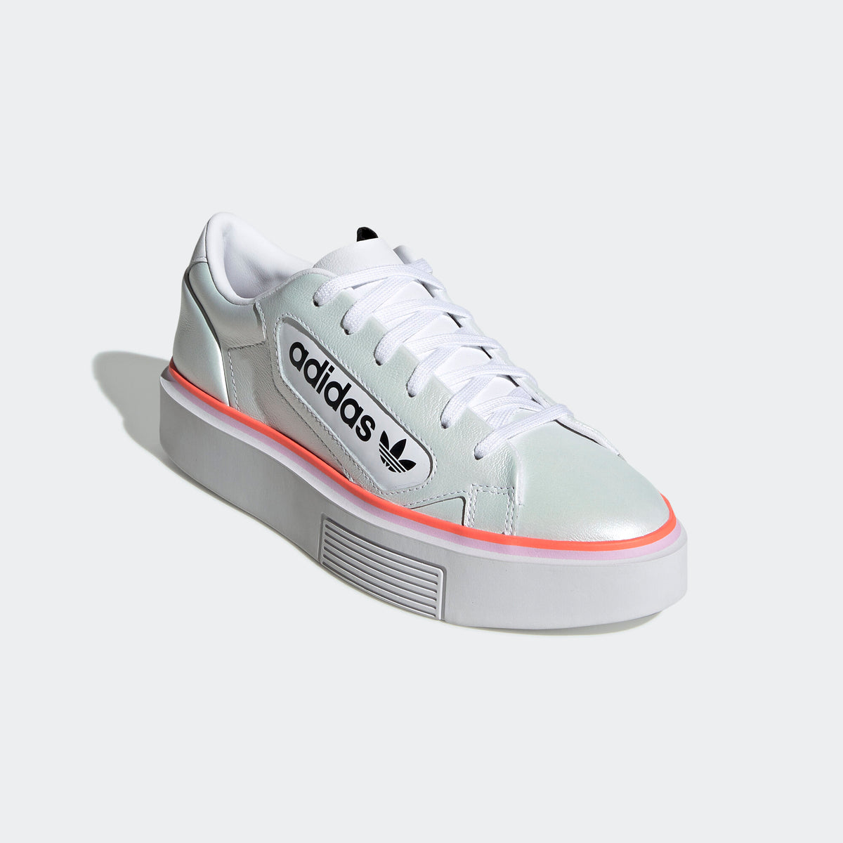 Adidas Sleek Super Sneakers - Crystal White / Core Black / Clear Purple / Signal Coral - view 5