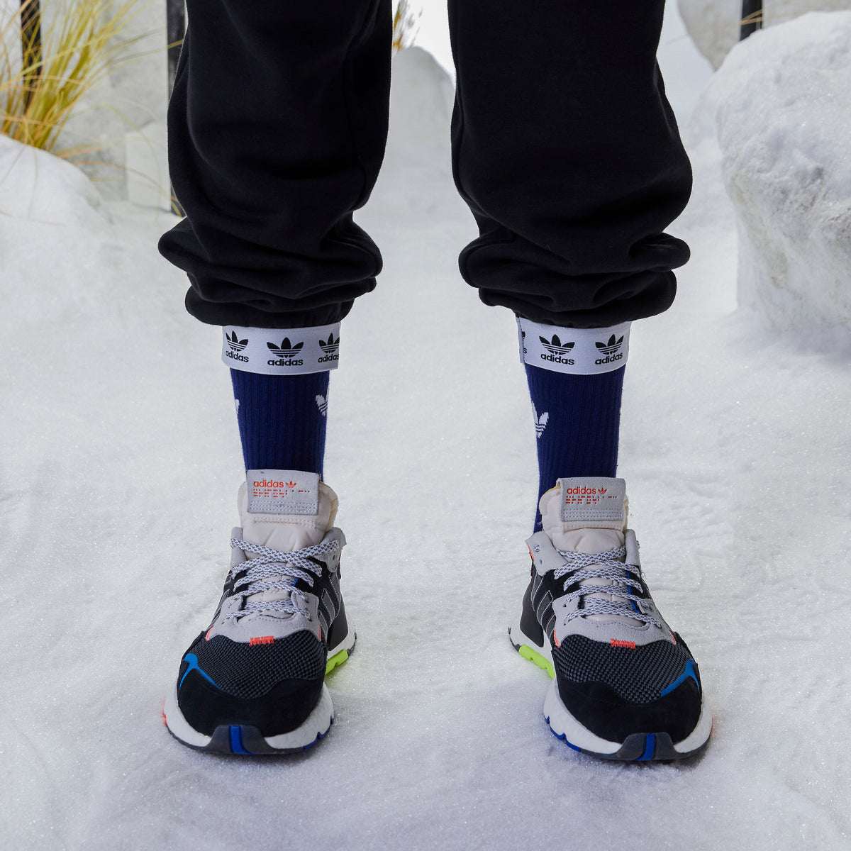 Adidas NITE Jogger Sneakers - Black / White / Solar Orange / Blue Bird - view 2