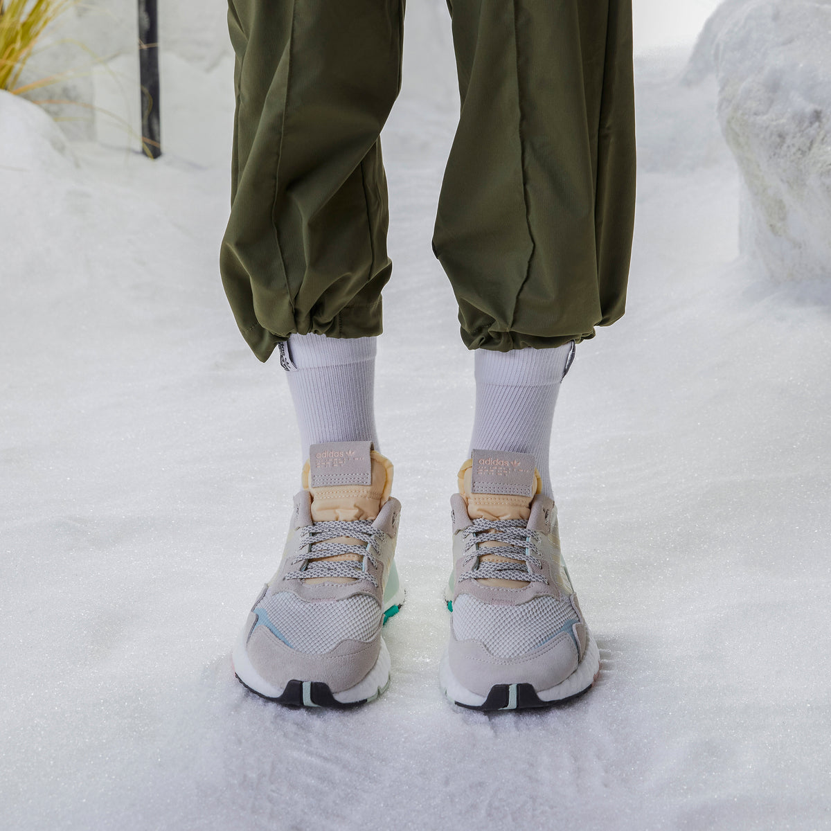 Adidas Nite Jogger Sneakers - White / Beige / Light Grey / Dark Grey / Mint Green - view 2