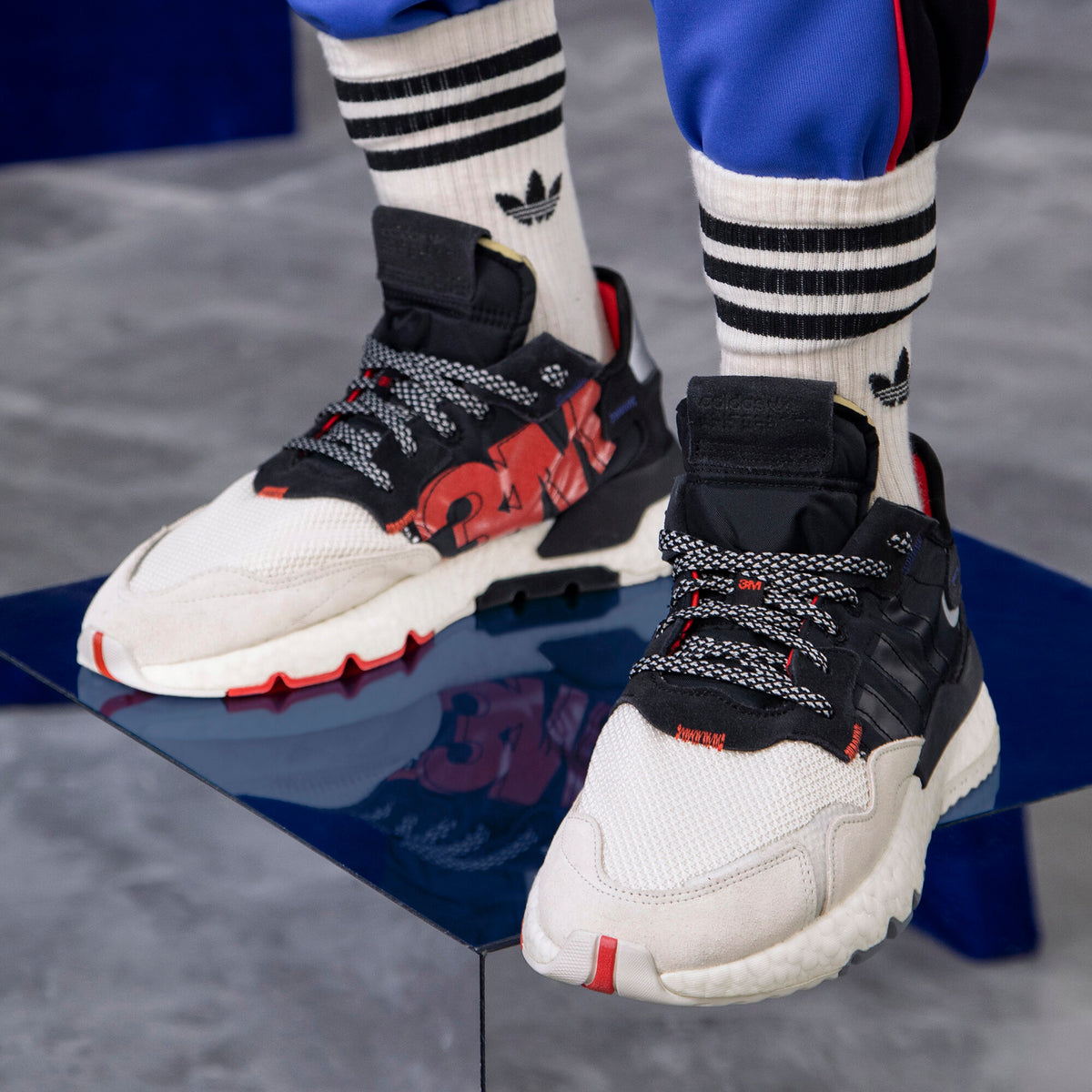Adidas NITE Jogger Sneakers - Black / White / Beige / Silver Grey - view 2