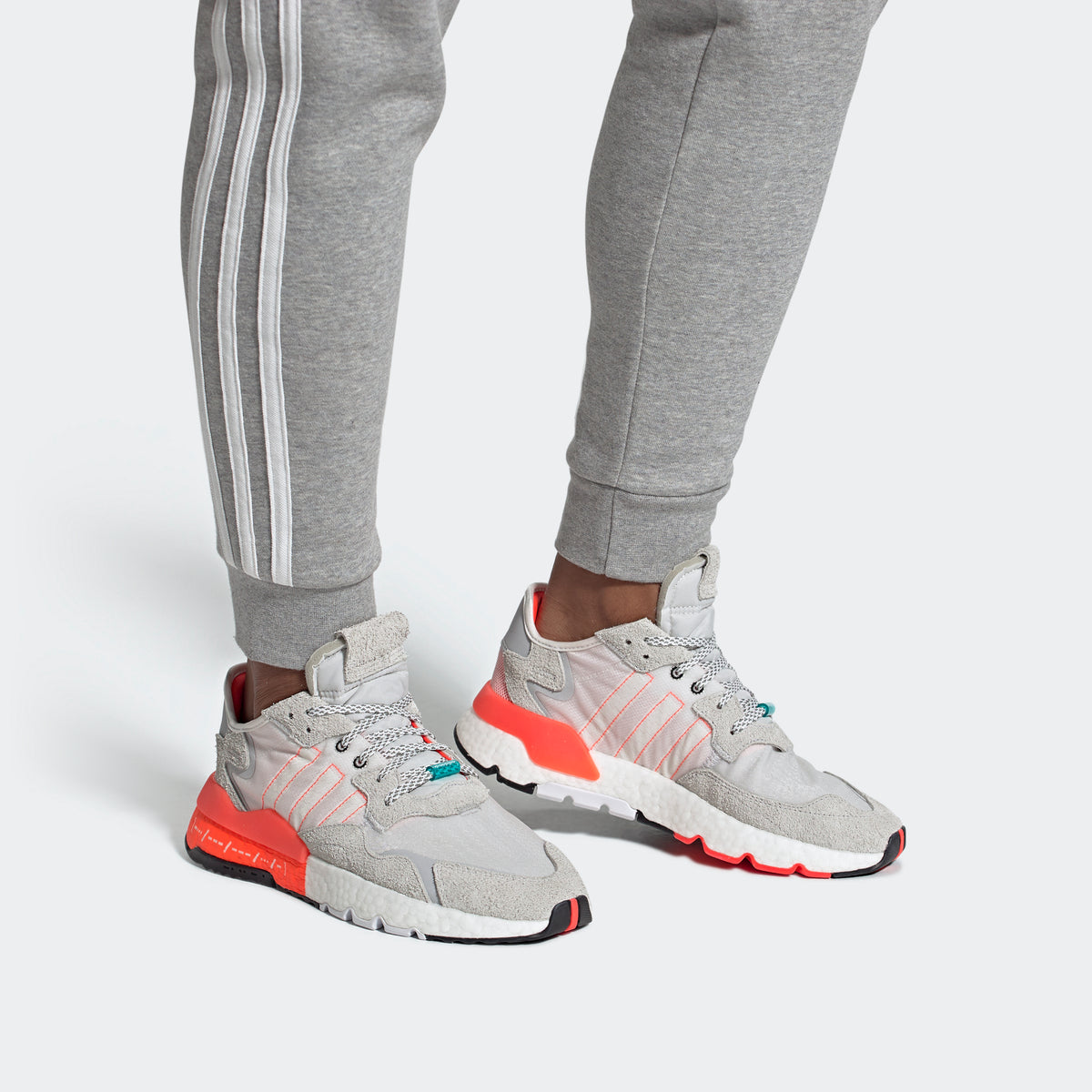 Adidas Nite Jogger Sneakers - Crystal White / Solar Red - view 2