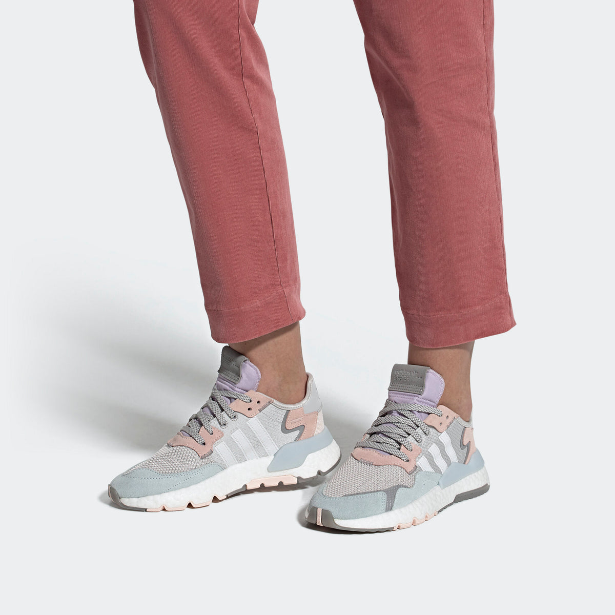 Adidas Nite Jogger Sneakers - Pale Grey / White / Pink / Mint Green - view 2