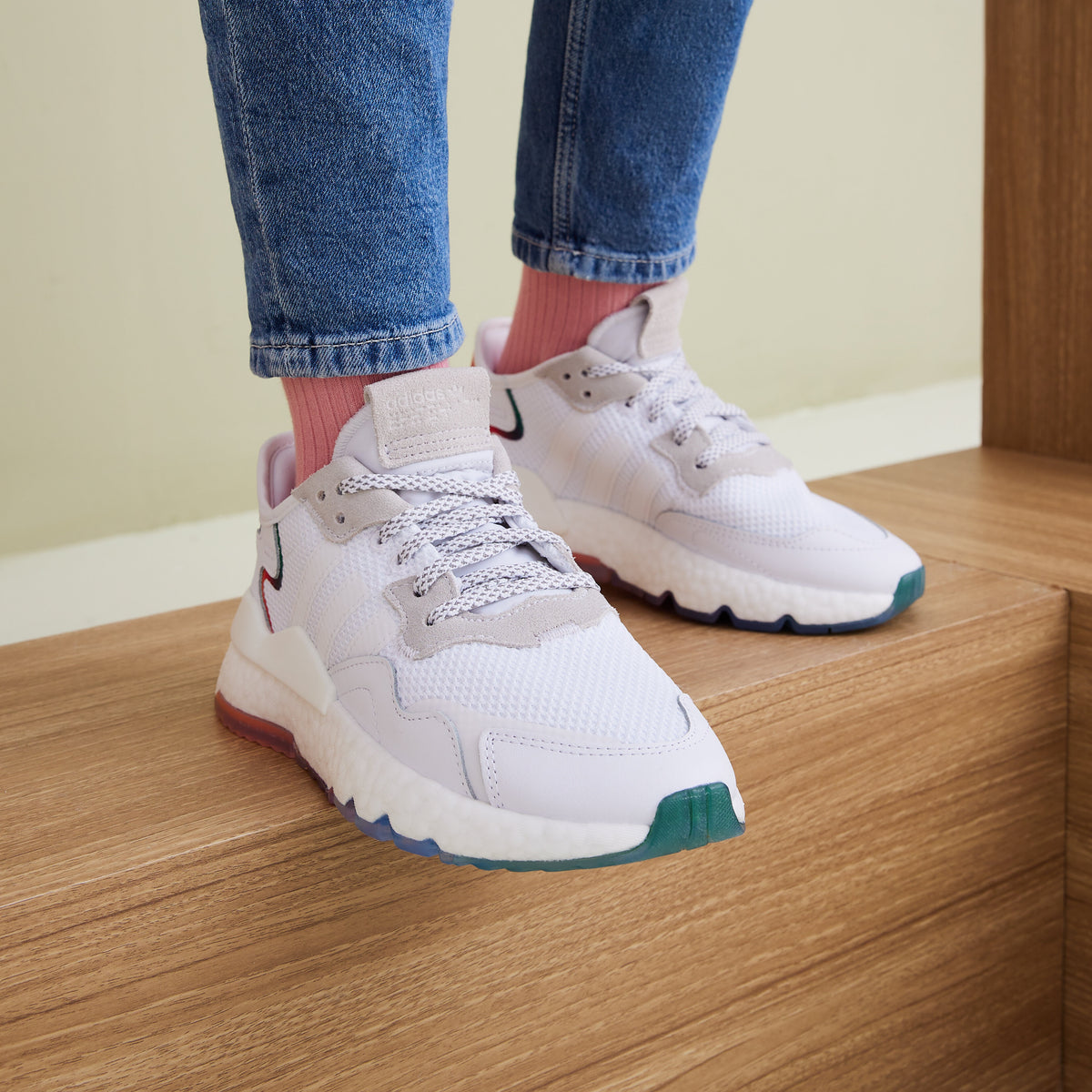 Adidas Nite Jogger Sneakers - White / Orange Yellow / Blue / Green - view 1
