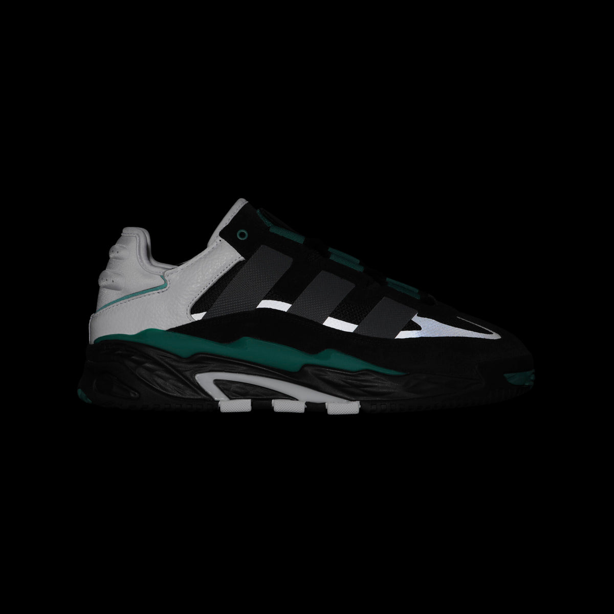 Adidas Niteball Sneakers - Black / White / Green - view 4