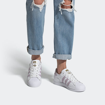 Adidas Superstar Sneakers - White / Purple / Gold - view 2