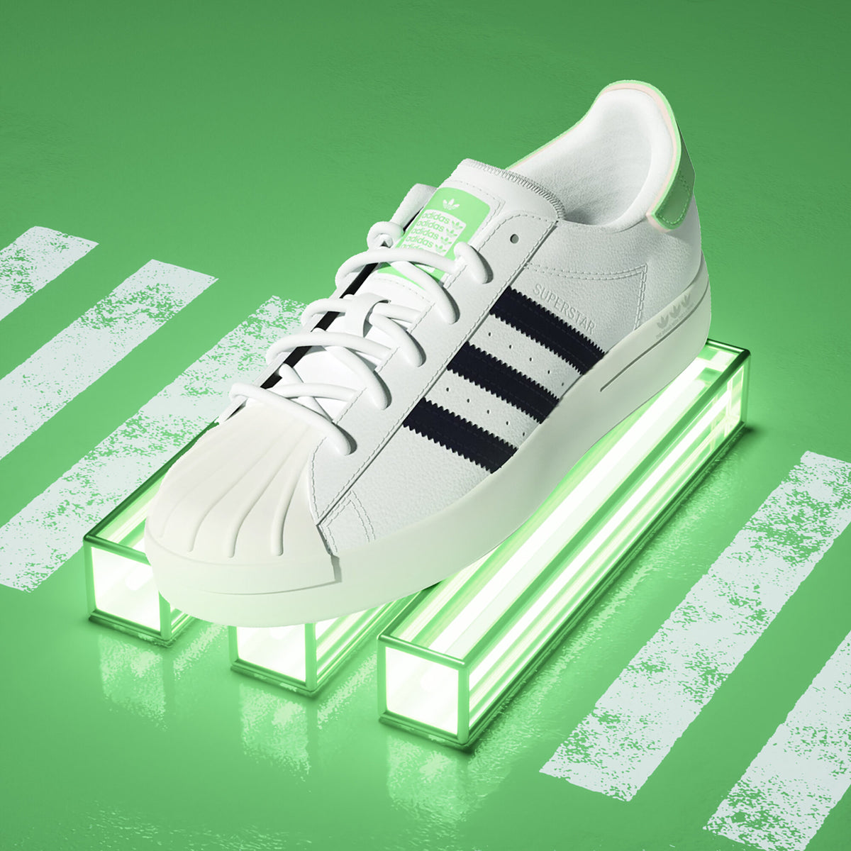 Adidas Superstar Ayoon Sneakers - White / Dark Navy / Light Nude / Green - view 3