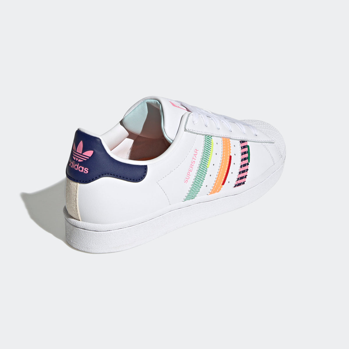 Adidas Superstar Sneakers - White / Dark Navy / Pink / Green / Orange - view 6