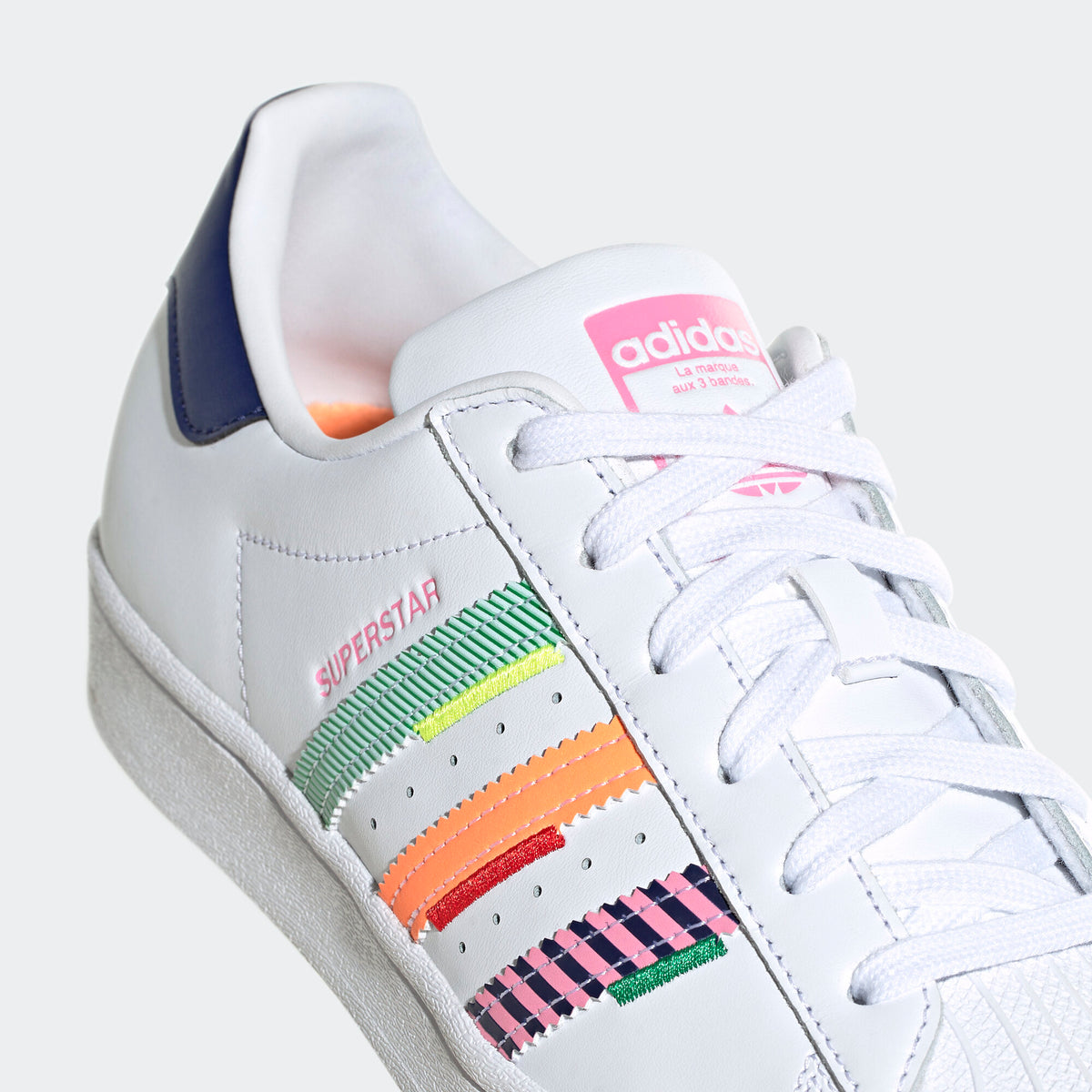 Adidas Superstar Sneakers - White / Dark Navy / Pink / Green / Orange - view 8