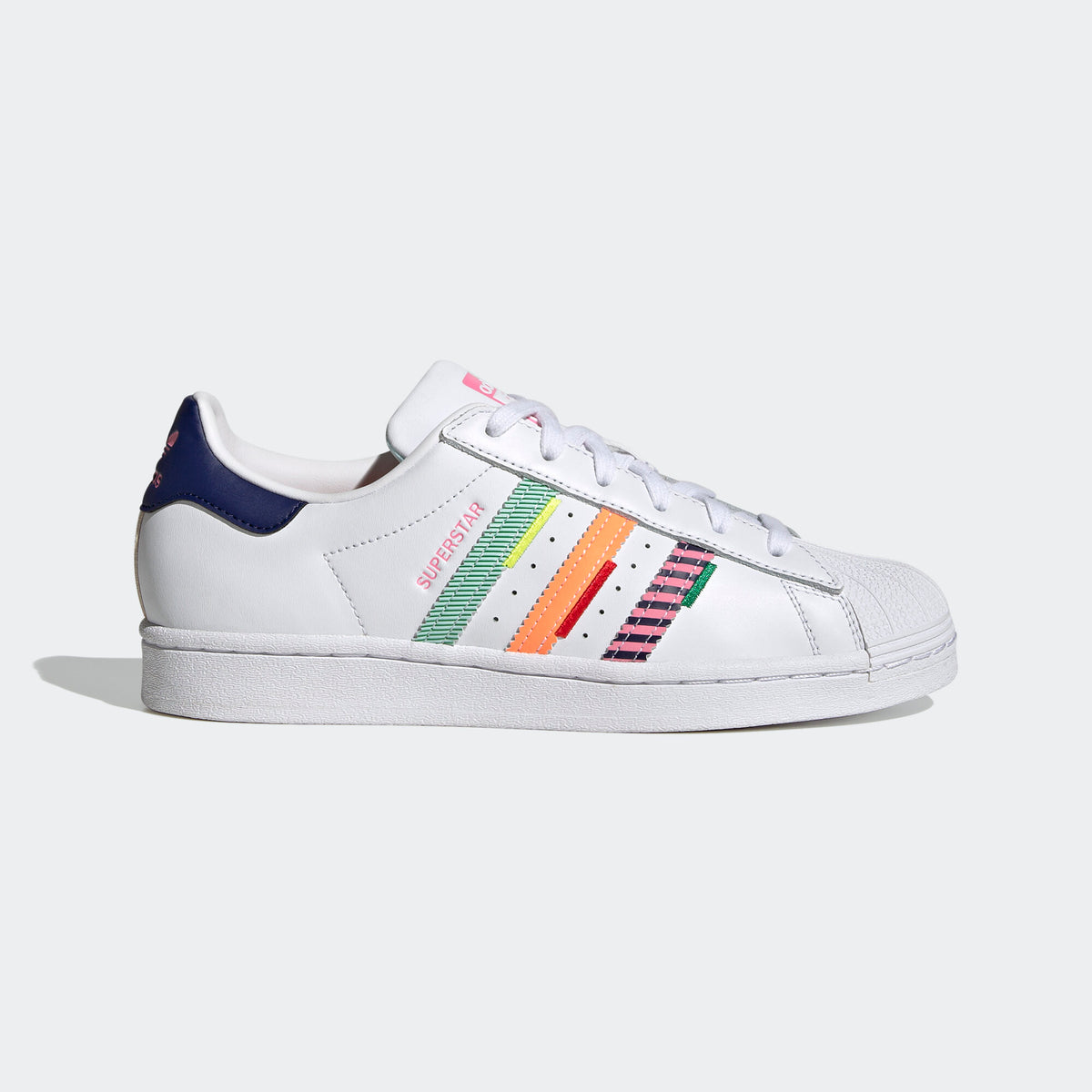 Adidas Superstar Sneakers - White / Dark Navy / Pink / Green / Orange - view 1