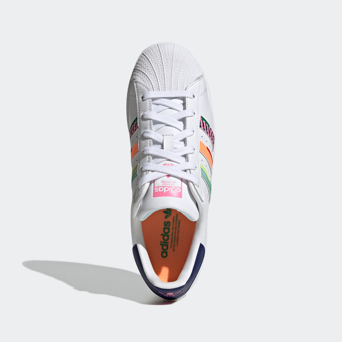 Adidas Superstar Sneakers - White / Dark Navy / Pink / Green / Orange - view 3