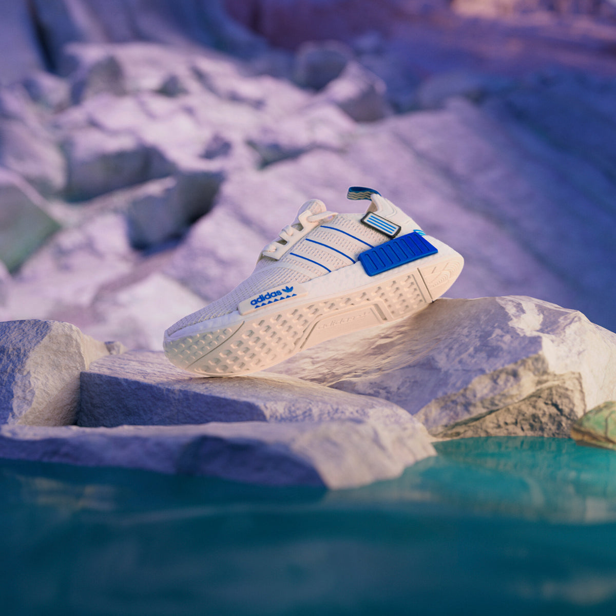 Adidas NMD_R1 Sneakers - Off White / Crystal White / Blue - view 3