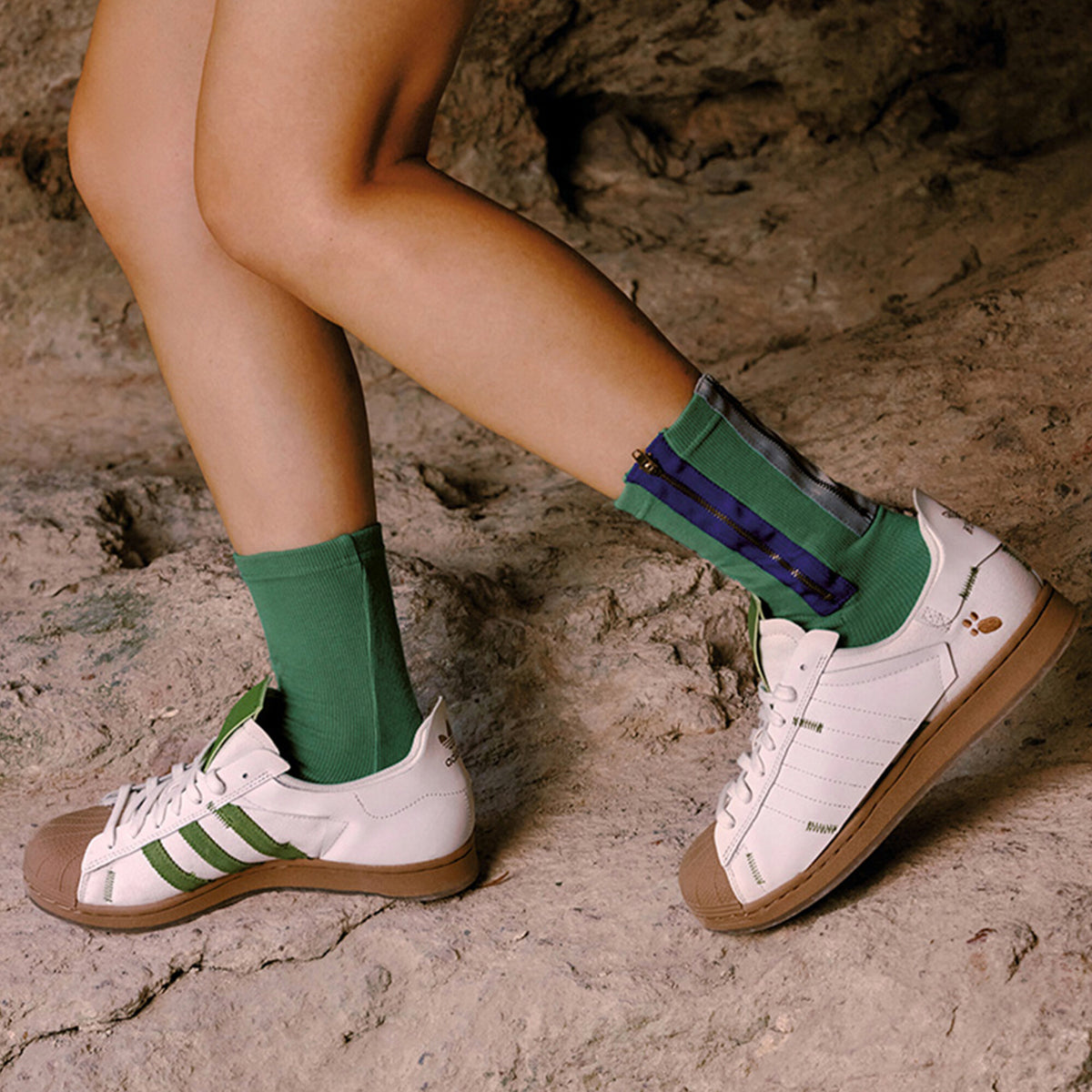 Adidas Melting Sadness Superstar Sneakers - White / Green / Brown - view 1