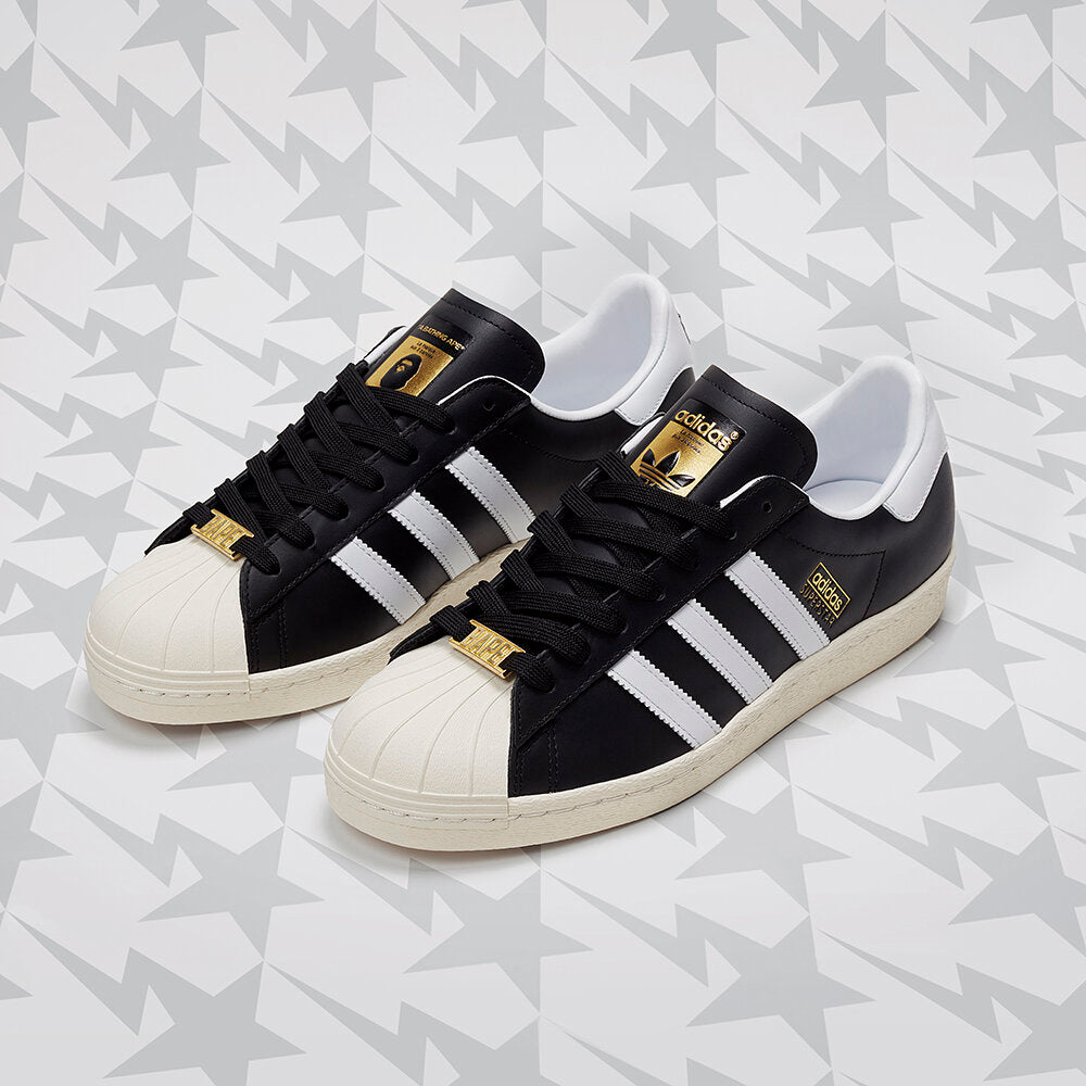 Adidas BAPE Superstar Sneakers - Black / White / Beige / Gold - view 2