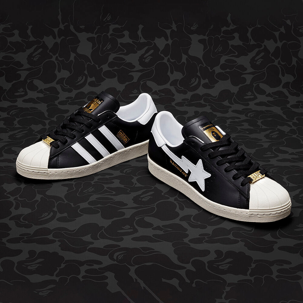 Adidas BAPE Superstar Sneakers - Black / White / Beige / Gold - view 3