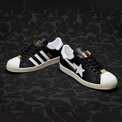Adidas BAPE Superstar Sneakers - Black / White / Beige / Gold - view 3