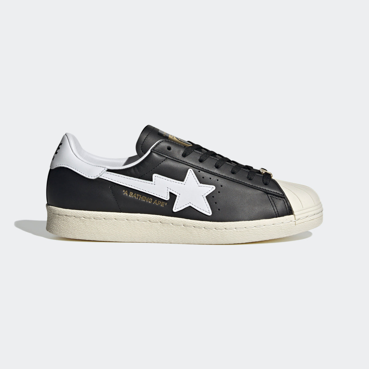 Adidas BAPE Superstar Sneakers - Black / White / Beige / Gold - view 6