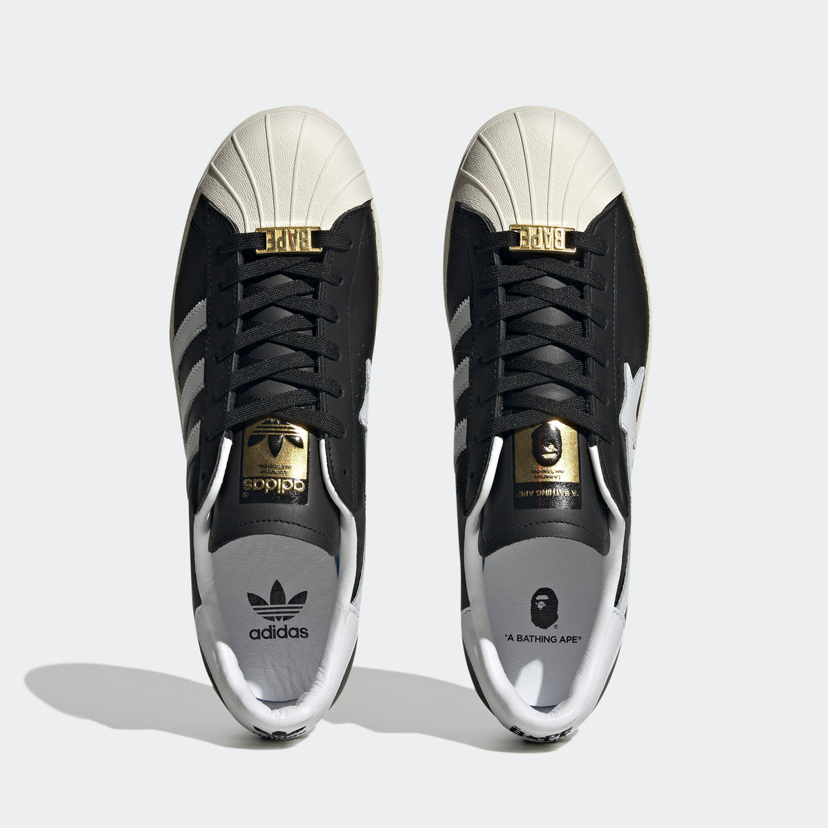 Adidas BAPE Superstar Sneakers - Black / White / Beige / Gold - view 8