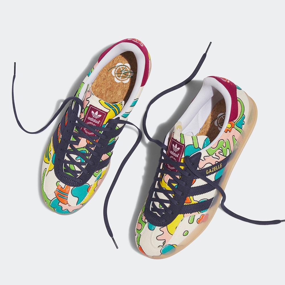 Adidas SEAN Wotherspoon Gazelle Indoor Sneakers - Light Khaki / Navy / Red / Green / Nude Pink - view 3