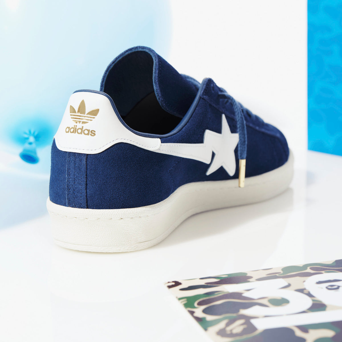 Adidas BAPE Campus 80S x Sneakers - Navy / White - view 4