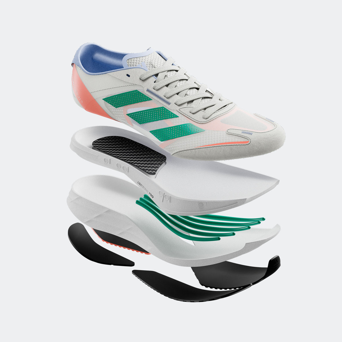 Adidas Adizero Boston 11 Sneakers - Beige / Green / Orange / Blue / Black - view 2