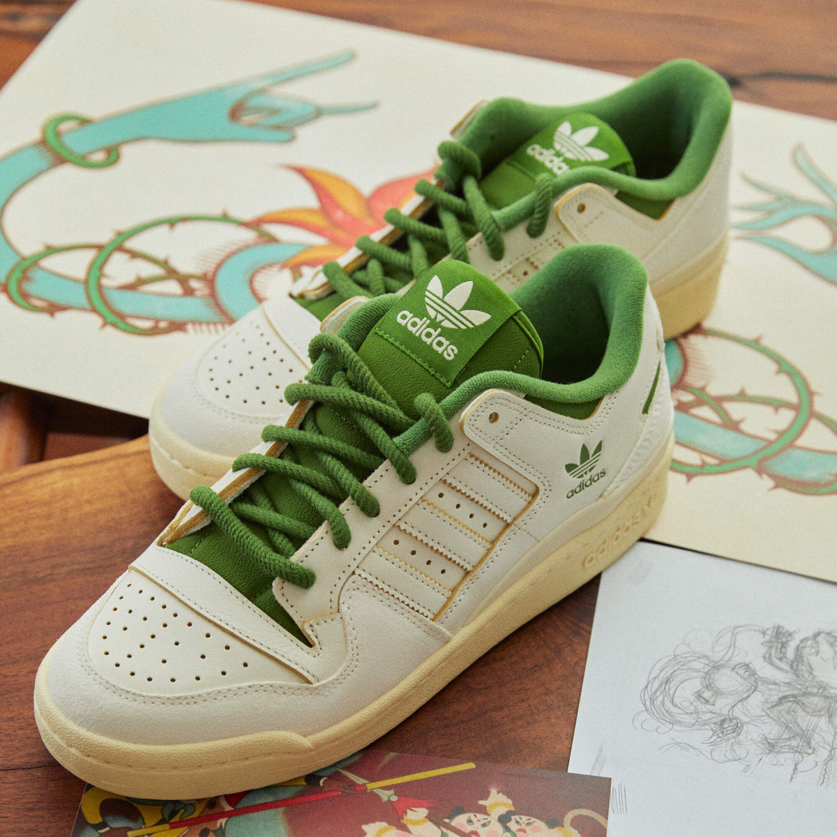Adidas Forum 84 LOW Classic Sneakers - Off White / Green - view 1