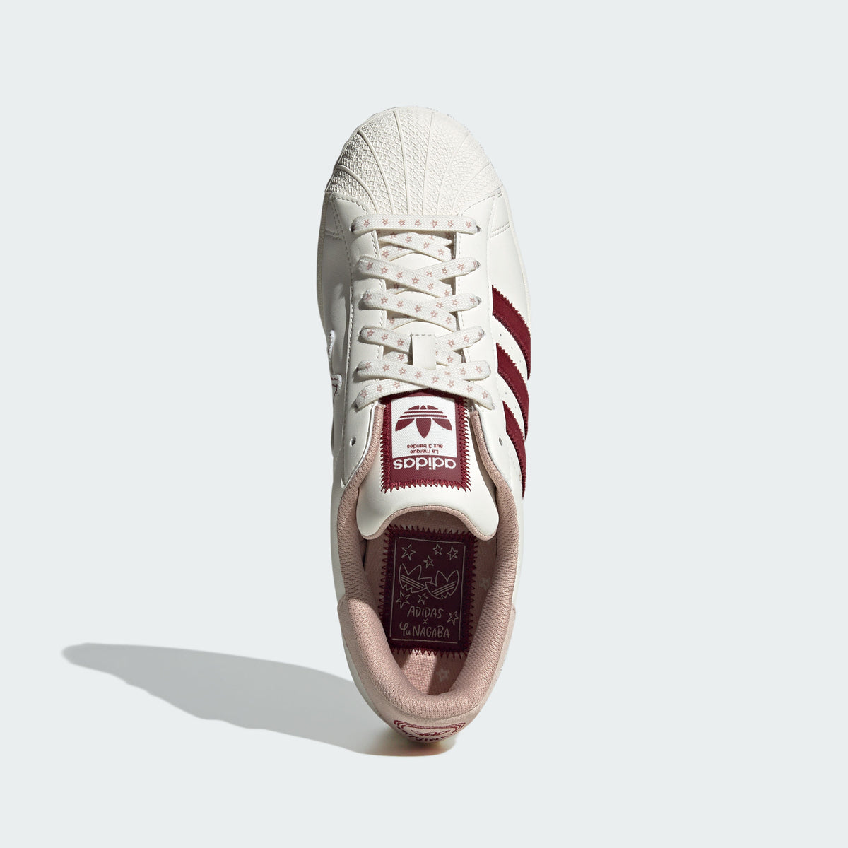 Adidas YU Nagaba Superstar Sneakers - White / Light Nude / Burgundy - view 5