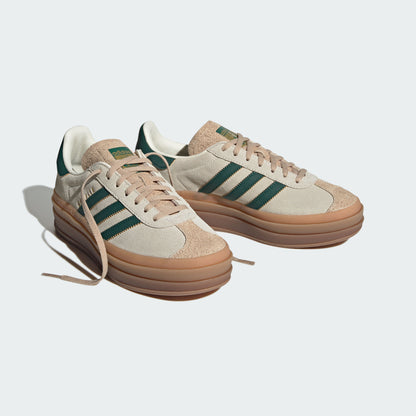Adidas Gazelle BOLD W Sneakers - Off White / Dark Green / Tan - view 7