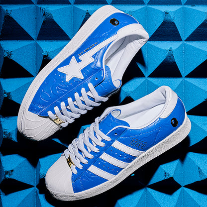 Adidas SSTR V BAPE Sneakers - Blue / White / Chalk White - view 1